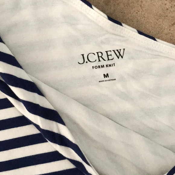 J Crew one shoulder navy stripe t shirt nautical vacation style! Lined - Picture 3 of 5